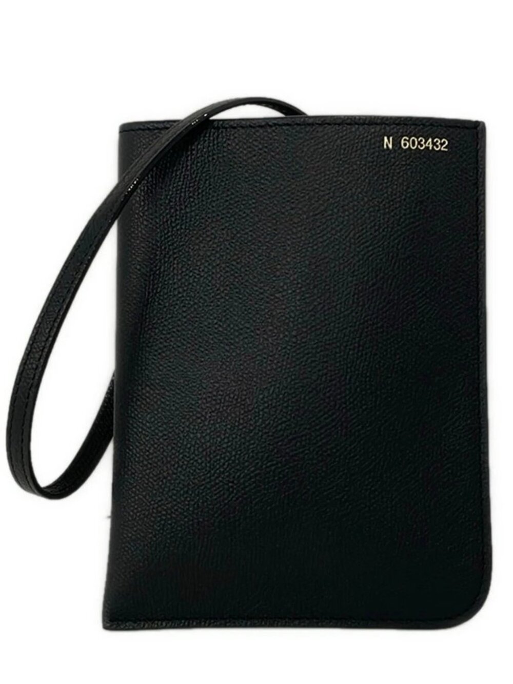 Valextra Crossbody Soft Document Holder Black Leather  Shoulder Bag